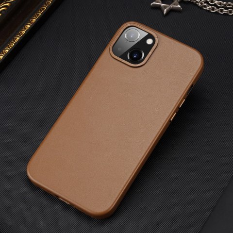 Dux Ducis Grit skórzane etui do iPhone 14 elegancki pokrowiec ze sztucznej skóry (kompatybilne z MagSafe) brązowy Dux Ducis Grit skórzane etui do iPhone 14 elegancki pokrowiec ze sztucznej skóry (kompatybilne z MagSafe) brązowy