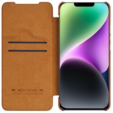 Nillkin Qin Leather Pro Case etui iPhone 14 osłona na aparat kabura pokrowiec obudowa z klapką brązowy Nillkin Qin Leather Pro Case etui iPhone 14 osłona na aparat kabura pokrowiec obudowa z klapką brązowy