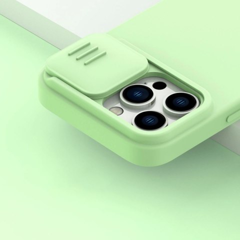 Nillkin CamShield Silky Silicone Case etui iPhone 14 Pro Max pokrowiec z osłoną na aparat zielony Nillkin CamShield Silky Silicone Case etui iPhone 14 Pro Max pokrowiec z osłoną na aparat zielony