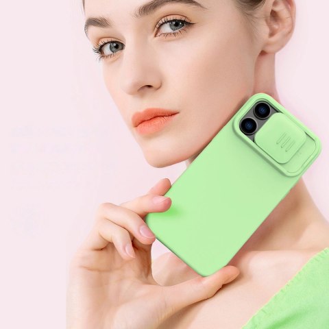 Nillkin CamShield Silky Silicone Case etui iPhone 14 Pro Max pokrowiec z osłoną na aparat zielony Nillkin CamShield Silky Silicone Case etui iPhone 14 Pro Max pokrowiec z osłoną na aparat zielony