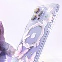 Kingxbar Butterfly Series magnetyczne etui iPhone 14 Pro MagSafe etui z motylami niebieskie