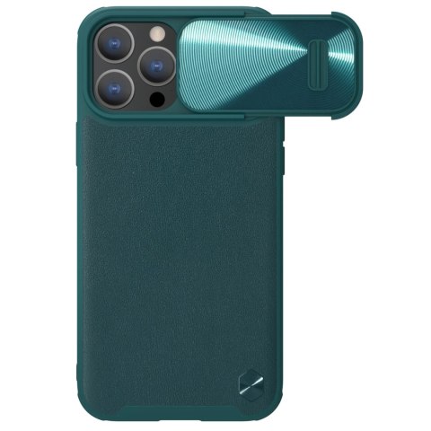 Nillkin CamShield Leather S Case etui iPhone 14 Pro Max pokrowiec z osłoną na aparat zielone Nillkin CamShield Leather S Case etui iPhone 14 Pro Max pokrowiec z osłoną na aparat zielone