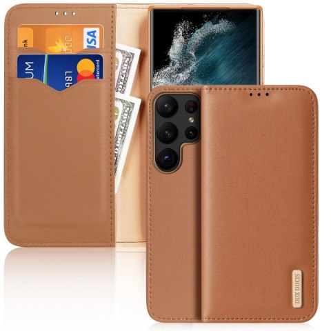 Dux Ducis Hivo etui do Samsung Galaxy S23 Ultra pokrowiec z klapką portfel podstawka blokada RFID brązowe Dux Ducis Hivo etui do Samsung Galaxy S23 Ultra pokrowiec z klapką portfel podstawka blokada RFID brązowe