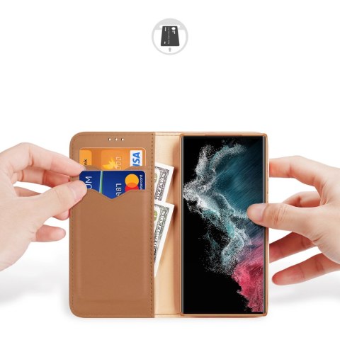 Dux Ducis Hivo etui do Samsung Galaxy S23 Ultra pokrowiec z klapką portfel podstawka blokada RFID brązowe Dux Ducis Hivo etui do Samsung Galaxy S23 Ultra pokrowiec z klapką portfel podstawka blokada RFID brązowe