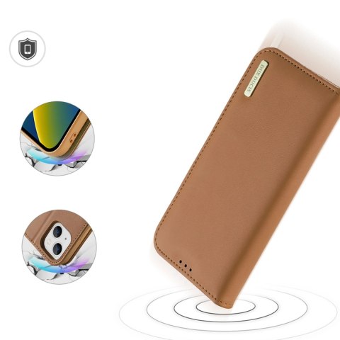 Dux Ducis Hivo skórzane etui z klapką pokrowiec ze skóry naturalnej portfel na karty i dokumenty iPhone 14 Plus brązowy Dux Ducis Hivo skórzane etui z klapką pokrowiec ze skóry naturalnej portfel na karty i dokumenty iPhone 14 Plus brązowy
