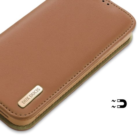 Dux Ducis Hivo skórzane etui z klapką pokrowiec ze skóry naturalnej portfel na karty i dokumenty iPhone 14 Plus brązowy Dux Ducis Hivo skórzane etui z klapką pokrowiec ze skóry naturalnej portfel na karty i dokumenty iPhone 14 Plus brązowy