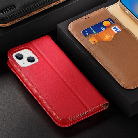 Dux Ducis Hivo skórzane etui z klapką pokrowiec ze skóry naturalnej portfel na karty i dokumenty iPhone 14 Plus brązowy Dux Ducis Hivo skórzane etui z klapką pokrowiec ze skóry naturalnej portfel na karty i dokumenty iPhone 14 Plus brązowy