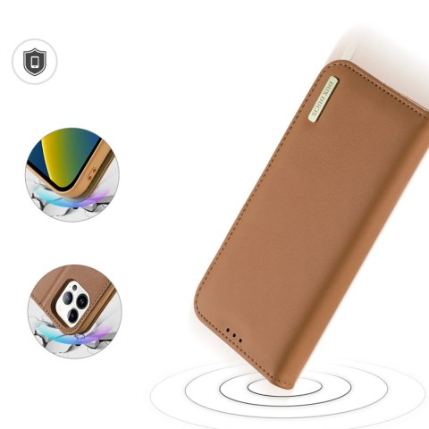 Dux Ducis Hivo skórzane etui z klapką pokrowiec ze skóry naturalnej portfel na karty i dokumenty iPhone 14 Pro Max brązowy Dux Ducis Hivo skórzane etui z klapką pokrowiec ze skóry naturalnej portfel na karty i dokumenty iPhone 14 Pro Max brązowy