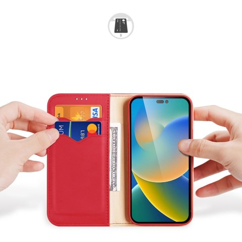Dux Ducis Hivo skórzane etui z klapką pokrowiec ze skóry naturalnej portfel na karty i dokumenty iPhone 14 Pro Max czerwony Dux Ducis Hivo skórzane etui z klapką pokrowiec ze skóry naturalnej portfel na karty i dokumenty iPhone 14 Pro Max czerwony