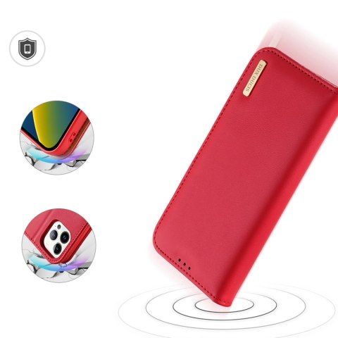 Dux Ducis Hivo skórzane etui z klapką pokrowiec ze skóry naturalnej portfel na karty i dokumenty iPhone 14 Pro Max czerwony Dux Ducis Hivo skórzane etui z klapką pokrowiec ze skóry naturalnej portfel na karty i dokumenty iPhone 14 Pro Max czerwony