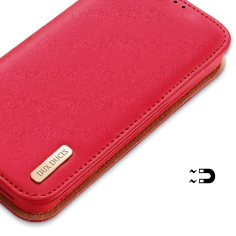Dux Ducis Hivo skórzane etui z klapką pokrowiec ze skóry naturalnej portfel na karty i dokumenty iPhone 14 Pro Max czerwony Dux Ducis Hivo skórzane etui z klapką pokrowiec ze skóry naturalnej portfel na karty i dokumenty iPhone 14 Pro Max czerwony