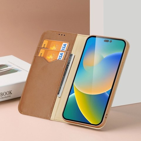 Dux Ducis Hivo skórzane etui z klapką pokrowiec ze skóry naturalnej portfel na karty i dokumenty iPhone 14 Pro Max czerwony Dux Ducis Hivo skórzane etui z klapką pokrowiec ze skóry naturalnej portfel na karty i dokumenty iPhone 14 Pro Max czerwony