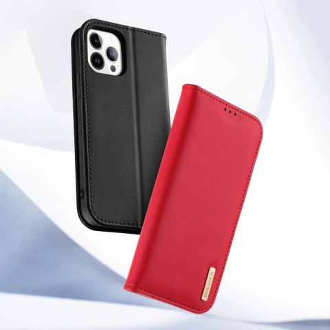 Dux Ducis Hivo skórzane etui z klapką pokrowiec ze skóry naturalnej portfel na karty i dokumenty iPhone 14 Pro Max czerwony Dux Ducis Hivo skórzane etui z klapką pokrowiec ze skóry naturalnej portfel na karty i dokumenty iPhone 14 Pro Max czerwony
