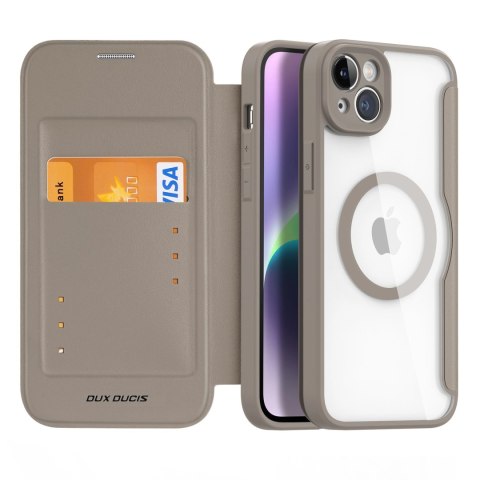 Etui Dux Ducis Skin X Pro na iPhone 14 Plus z MagSafe i klapką - beżowe Etui Dux Ducis Skin X Pro na iPhone 14 Plus z MagSafe i klapką - beżowe