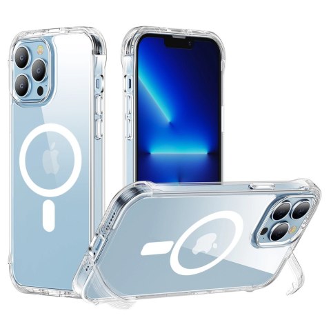 Joyroom Magnetic Defender magnetyczne etui do iPhone 14 Plus pancerny pokrowiec z haczykami podstawką przezroczysty (kompatybiln Joyroom Magnetic Defender magnetyczne etui do iPhone 14 Plus pancerny pokrowiec z haczykami podstawką przezroczysty (kompatybiln