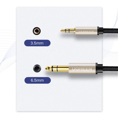 Kabel Ugreen AV127 10628 audio TRS mini jack 3,5mm / jack 6,35mm 2m - szary Kabel Ugreen AV127 10628 audio TRS mini jack 3,5mm / jack 6,35mm 2m - szary