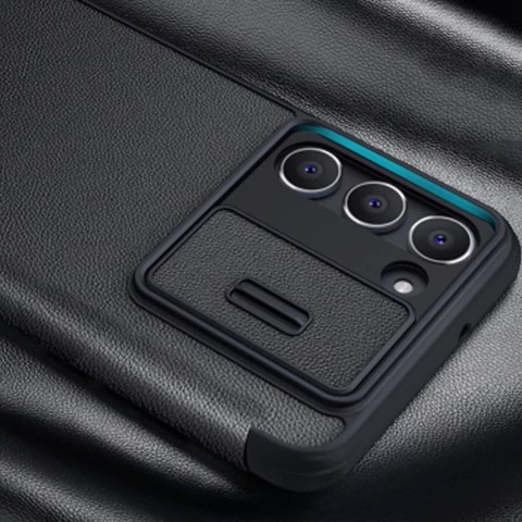 Nillkin Qin Cloth Pro Case etui Samsung Galaxy S23+ pokrowiec z klapką osłona na aparat niebieskie Nillkin Qin Cloth Pro Case etui Samsung Galaxy S23+ pokrowiec z klapką osłona na aparat niebieskie