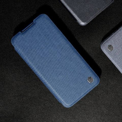 Nillkin Qin Cloth Pro Case etui Samsung Galaxy S23+ pokrowiec z klapką osłona na aparat niebieskie Nillkin Qin Cloth Pro Case etui Samsung Galaxy S23+ pokrowiec z klapką osłona na aparat niebieskie