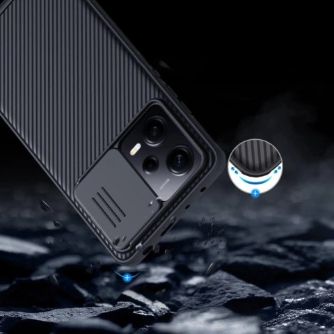 Nillkin CamShield Pro Case etui do Xiaomi Redmi Note 12 Pro / Poco X5 Pro 5G pokrowiec z osłoną na aparat czarne Nillkin CamShield Pro Case etui do Xiaomi Redmi Note 12 Pro / Poco X5 Pro 5G pokrowiec z osłoną na aparat czarne