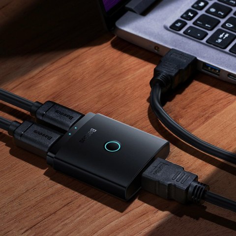 Adapter HDMI 2w1 4K 60Hz dwukierunkowy z wbudowanym kablem 1m Baseus AirJoy - czarny Adapter HDMI 2w1 4K 60Hz dwukierunkowy z wbudowanym kablem 1m Baseus AirJoy - czarny