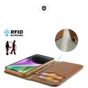 Etui z portfelem Dux Ducis Hivo z blokadą RFID do iPhone 15 Plus - brązowe