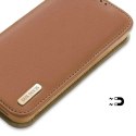 Etui z portfelem Dux Ducis Hivo z blokadą RFID do iPhone 15 Plus - brązowe