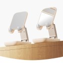 Regulowany stojak na telefon z lusterkiem Baseus Seashell Series - beżowy