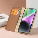 Etui z portfelem Dux Ducis Hivo z blokadą RFID do iPhone 15 Plus - brązowe