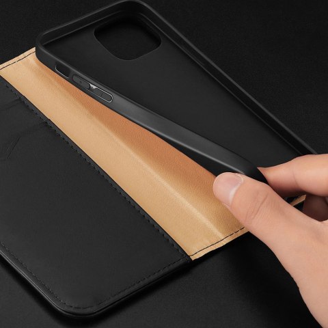Etui z portfelem Dux Ducis Hivo z blokadą RFID do iPhone 15 Plus - brązowe Etui z portfelem Dux Ducis Hivo z blokadą RFID do iPhone 15 Plus - brązowe