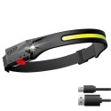 Latarka czołowa LED z czujnikiem ruchu IPX4 USB-C 1200 mAh - czarna