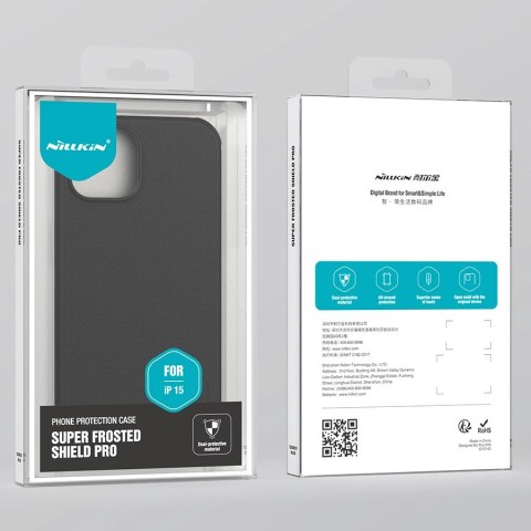 Wzmocnione etui Nillkin Super Frosted Shield Pro do iPhone 15 - czarne Wzmocnione etui Nillkin Super Frosted Shield Pro do iPhone 15 - czarne