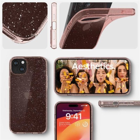 Etui Spigen Liquid Crystal Glitter na iPhone 15 Plus - różowo-przezroczyste Etui Spigen Liquid Crystal Glitter na iPhone 15 Plus - różowo-przezroczyste