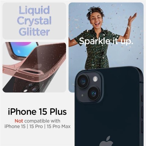 Etui Spigen Liquid Crystal Glitter na iPhone 15 Plus - różowo-przezroczyste Etui Spigen Liquid Crystal Glitter na iPhone 15 Plus - różowo-przezroczyste
