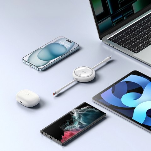 Kabel wysuwany Baseus Free2Draw Mini USB-C - USB-C 100W 1m - biały Kabel wysuwany Baseus Free2Draw Mini USB-C - USB-C 100W 1m - biały