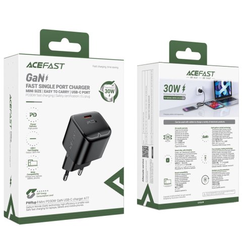 Ładowarka sieciowa Acefast A77 Mini PD 30W GaN USB-C - czarna Ładowarka sieciowa Acefast A77 Mini PD 30W GaN USB-C - czarna