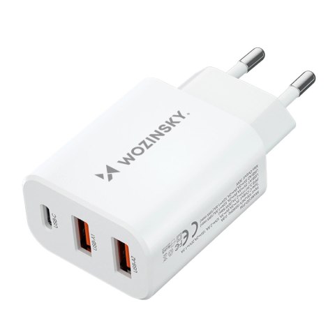 Ładowarka sieciowa Wozinsky CWCUCW 30W USB-C / 2 x USB-A - biała Ładowarka sieciowa Wozinsky CWCUCW 30W USB-C / 2 x USB-A - biała