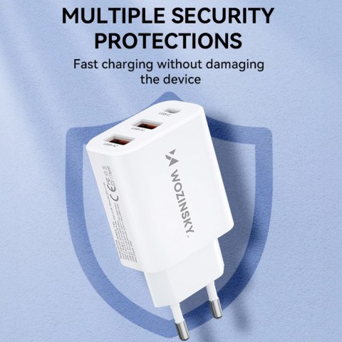 Ładowarka sieciowa Wozinsky CWCUCW 30W USB-C / 2 x USB-A - biała Ładowarka sieciowa Wozinsky CWCUCW 30W USB-C / 2 x USB-A - biała