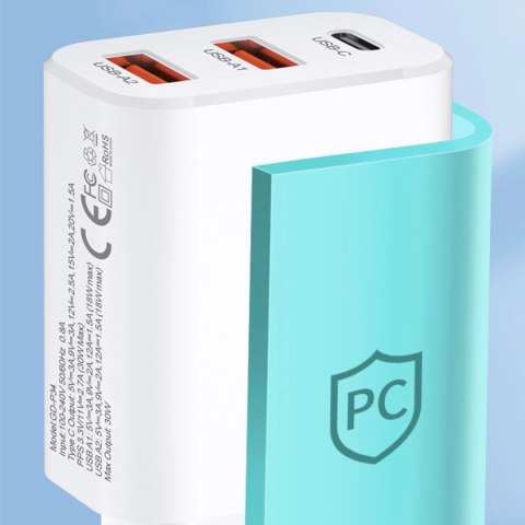 Ładowarka sieciowa Wozinsky CWCUCW 30W USB-C / 2 x USB-A - biała Ładowarka sieciowa Wozinsky CWCUCW 30W USB-C / 2 x USB-A - biała