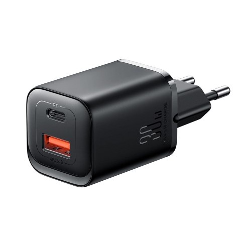 Szybka ładowarka sieciowa Joyroom JR-TCF08EU Speed Series 30W USB-A / USB-C PD/QC/AFC/FCP - czarna Szybka ładowarka sieciowa Joyroom JR-TCF08EU Speed Series 30W USB-A / USB-C PD/QC/AFC/FCP - czarna