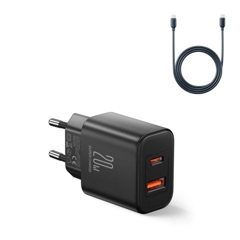 Ładowarka EU Joyroom JR-TCF05 20W USB-A USB-C + kabel USB-C - czarna Ładowarka EU Joyroom JR-TCF05 20W USB-A USB-C + kabel USB-C - czarna