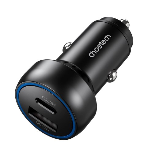 Ładowarka samochodowa Choetech TC0014 USB-C USB-A PD 60W z podświetleniem LED - czarna Ładowarka samochodowa Choetech TC0014 USB-C USB-A PD 60W z podświetleniem LED - czarna