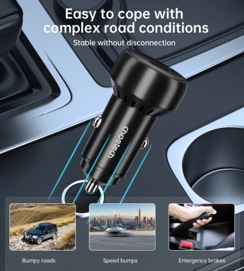 Ładowarka samochodowa Choetech TC0014 USB-C USB-A PD 60W z podświetleniem LED - czarna Ładowarka samochodowa Choetech TC0014 USB-C USB-A PD 60W z podświetleniem LED - czarna