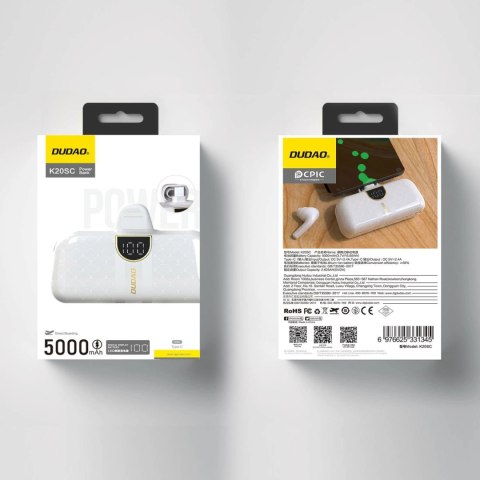 Powerbank Dudao K20SC 5000mAh mini 2x USB-C - biały Powerbank Dudao K20SC 5000mAh mini 2x USB-C - biały