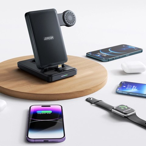 Stacja ładująca 4w1 Joyroom JR-WQS02 iPhone AirPods Apple Watch składana - czarna Stacja ładująca 4w1 Joyroom JR-WQS02 iPhone AirPods Apple Watch składana - czarna