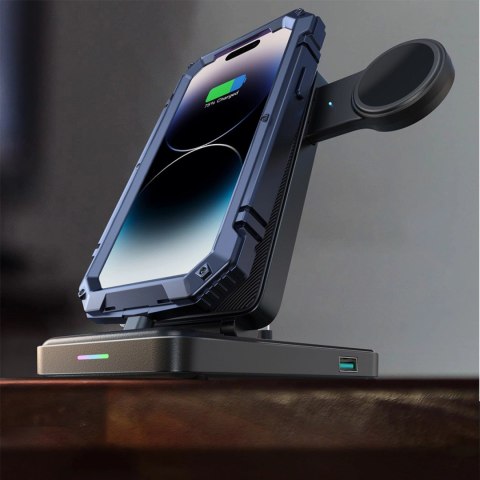 Stacja ładująca 4w1 Joyroom JR-WQS02 iPhone AirPods Apple Watch składana - czarna Stacja ładująca 4w1 Joyroom JR-WQS02 iPhone AirPods Apple Watch składana - czarna