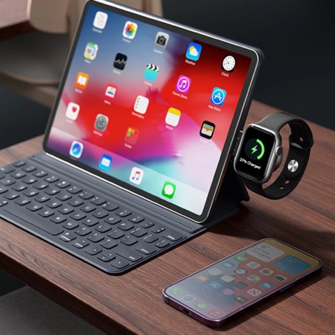 Stacja ładująca 4w1 Joyroom JR-WQS02 iPhone AirPods Apple Watch składana - czarna Stacja ładująca 4w1 Joyroom JR-WQS02 iPhone AirPods Apple Watch składana - czarna