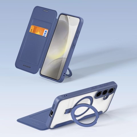 Etui Dux Ducis Skin X Pro na Samsung Galaxy S24+ z MagSafe, klapką i podstawką - niebieskie Etui Dux Ducis Skin X Pro na Samsung Galaxy S24+ z MagSafe, klapką i podstawką - niebieskie