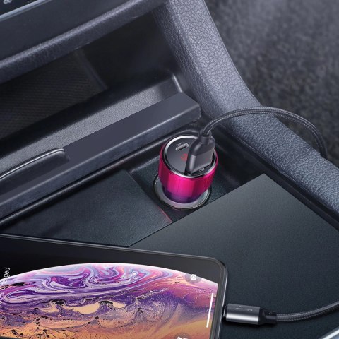 Ładowarka samochodowa Baseus Magic Series PPS USB-C / USB-A 45W PD QC 5A - różowo-niebieska Ładowarka samochodowa Baseus Magic Series PPS USB-C / USB-A 45W PD QC 5A - różowo-niebieska