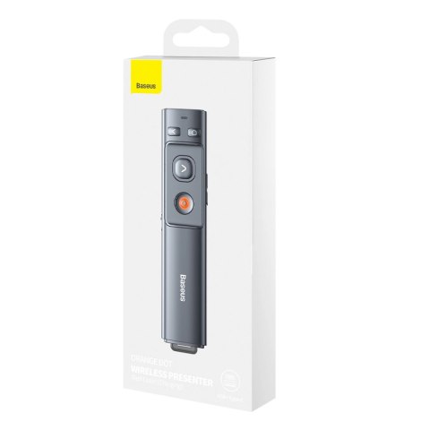 Wskaźnik laserowy Baseus Orange Dot bezprzewodowy do prezentacji - szary (z baterią) Wskaźnik laserowy Baseus Orange Dot bezprzewodowy do prezentacji - szary (z baterią)