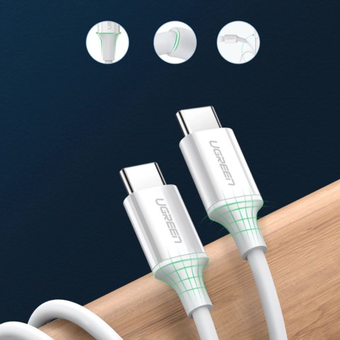 Kabel Ugreen US264 60518 USB-C / USB-C PD QC AFC 1m - biały Kabel Ugreen US264 60518 USB-C / USB-C PD QC AFC 1m - biały